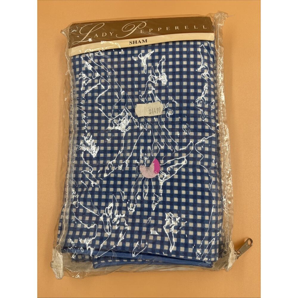 Vintage Lady Pepperell Pillow Sham Blue Gingham Check NOS New in Package Cottage